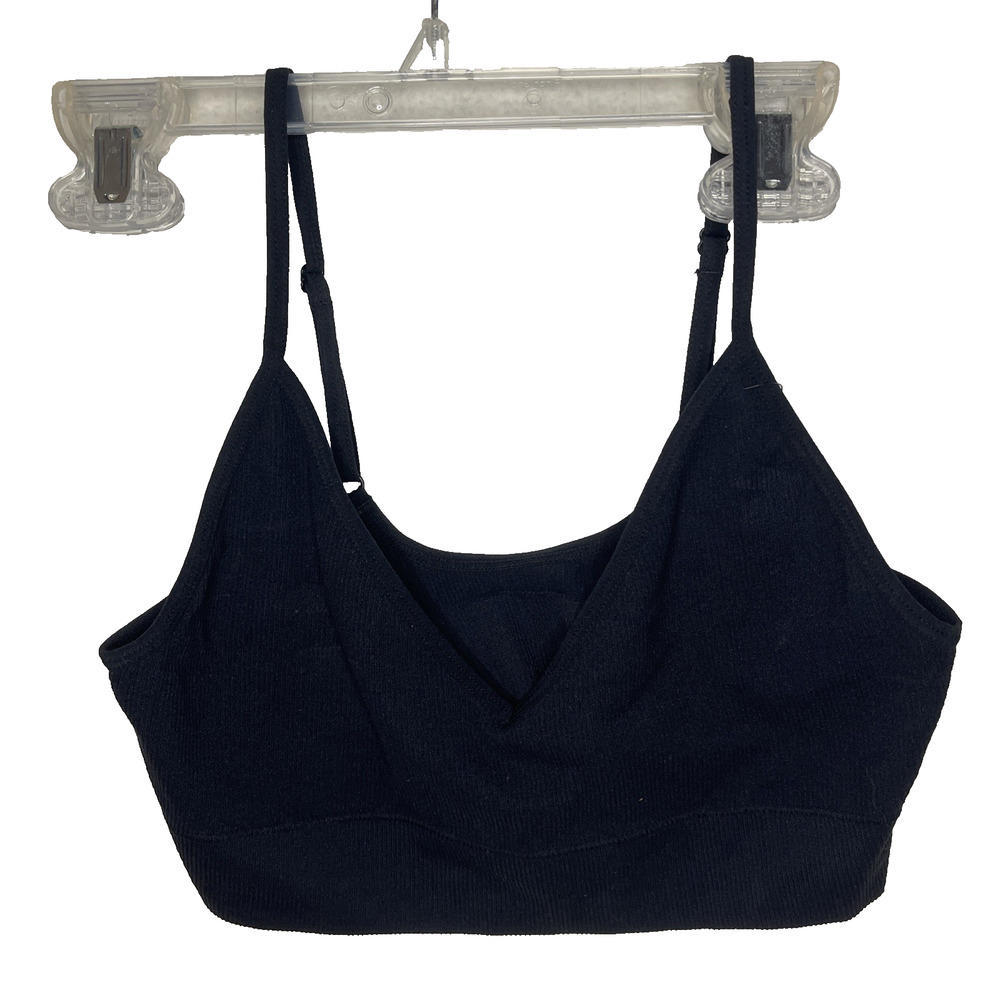 Lindex seamless ribbed non-padded non-wired soft bra in Black size SM